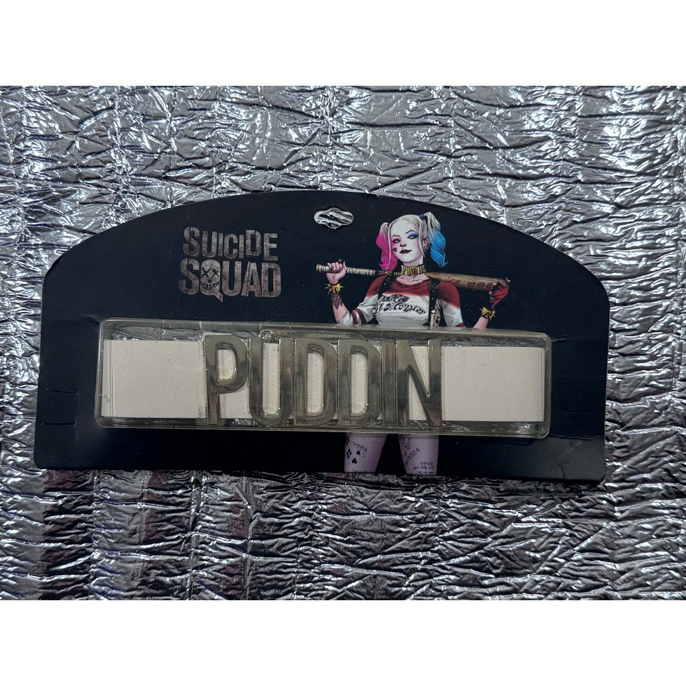 DC Suicide Squad Harley Quinn PUDDIN Replica Choker Bioworld White Gold Cosplay